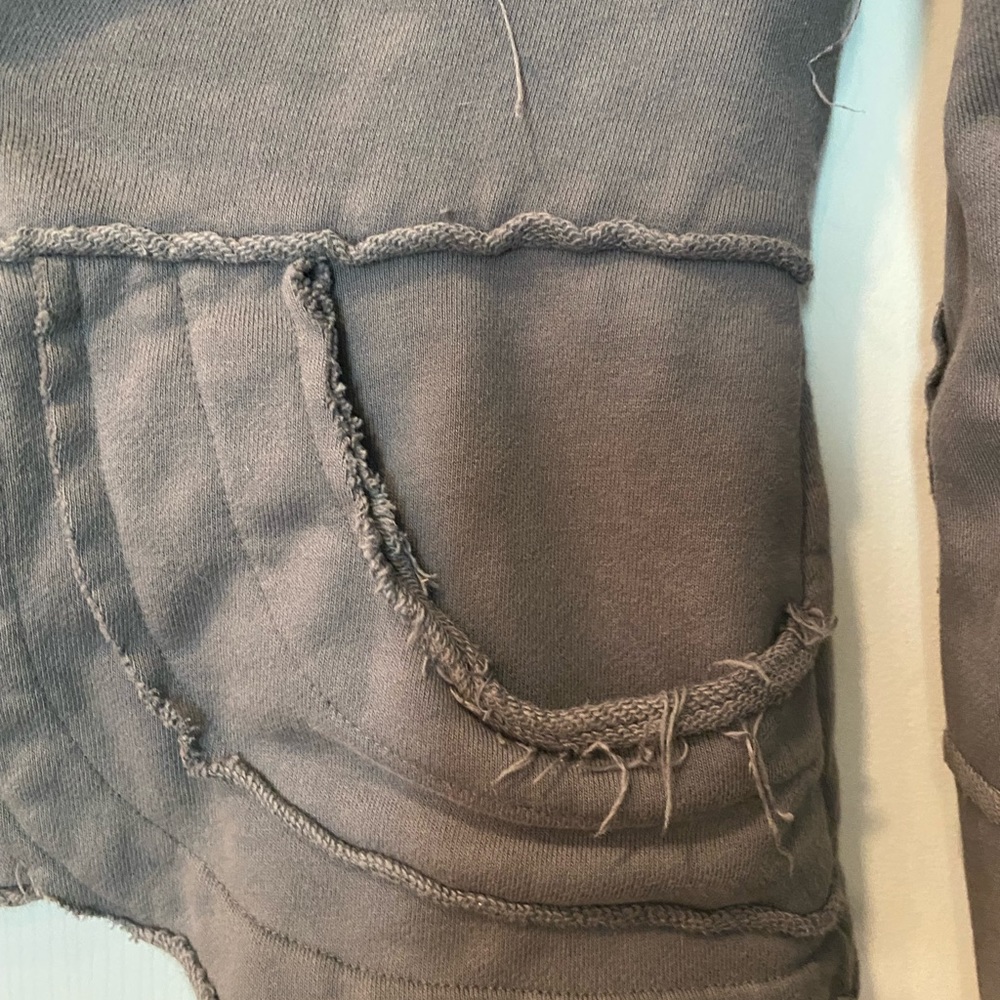 Light Charcoal Distressed One Button Blazer - image 3